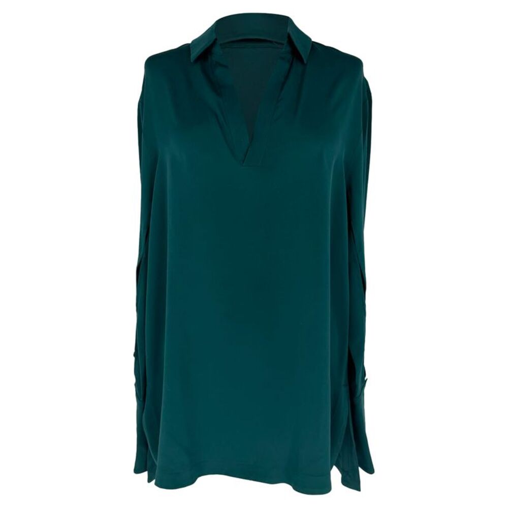 Max Mara V-neck Blouse in Green Cotton
